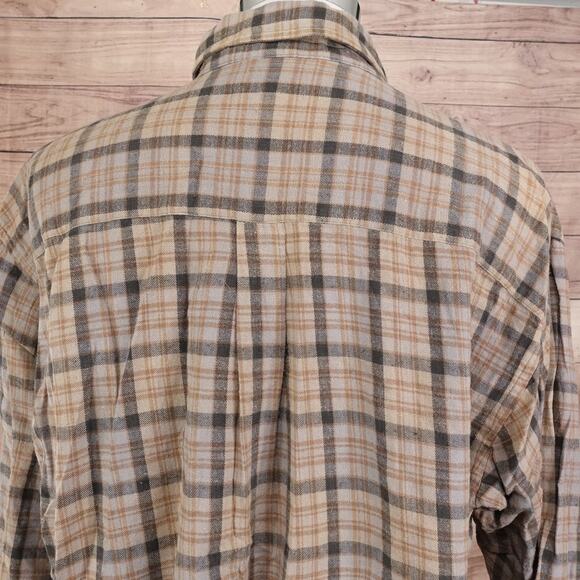 VAN HEUSEN NEUTRAL PLAID BUTTON DOWN FLANNEL SHIRT MENS SIZE 2XL XXL - Picture 5 of 7